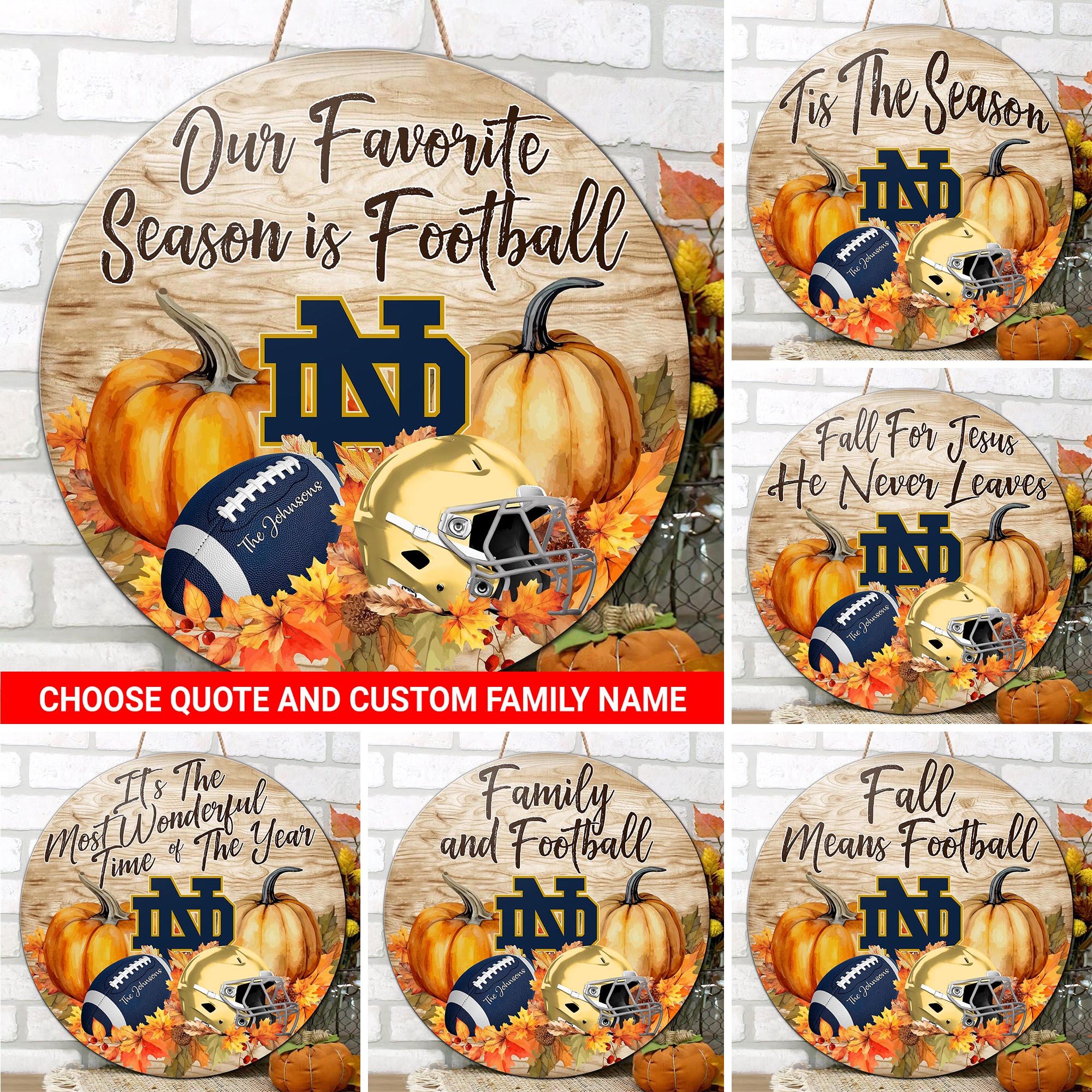 Notre Dame Fighting Irish Shape Wooden Sign Personalized Your Family Name And Choose Your Quotes, Fan Gifts ETRG-51656